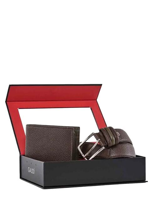 KIT Box portafoglio e cuntura darkbrown - Portafogli Uomo