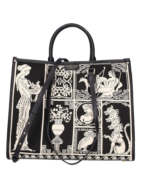 ATENA AGORA Borsa a tripla portabilit&agrave; black/white - Borse Donna