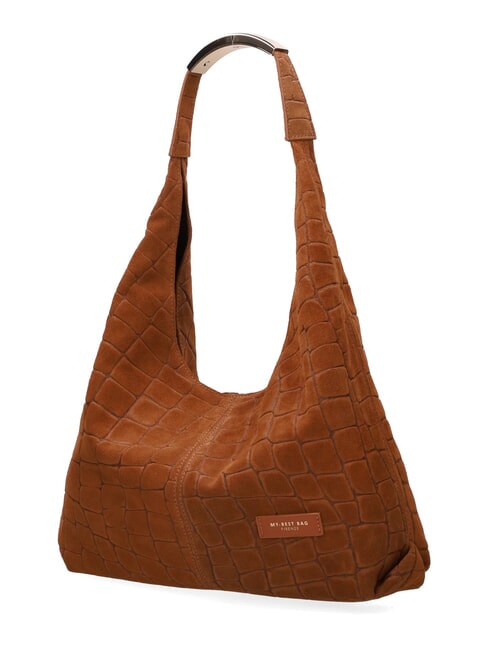 ELLISSE CROCO SUEDE Borsa a spalla, in pelle cognac - Borse Donna