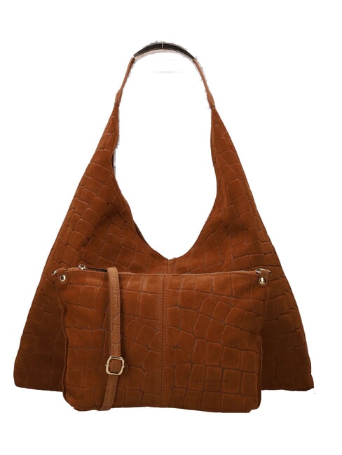 ELLISSE CROCO SUEDE Maxi Bag a spalla cognac - Borse Donna