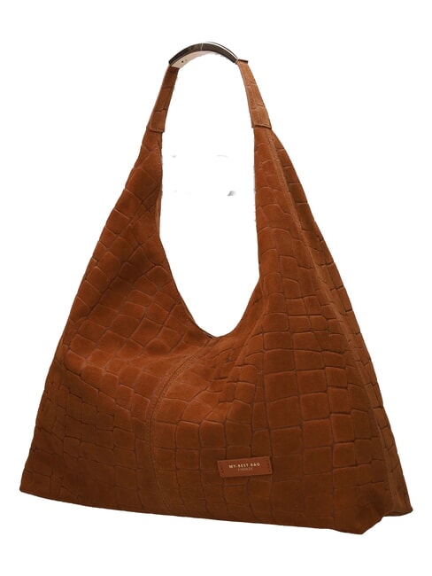 ELLISSE CROCO SUEDE Maxi Bag a spalla cognac - Borse Donna