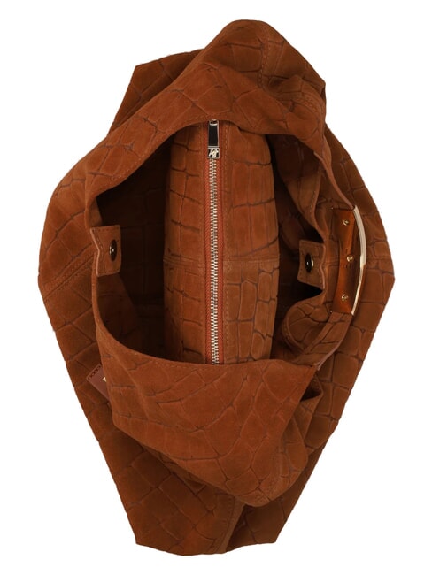 ELLISSE CROCO SUEDE Maxi Bag a spalla cognac - Borse Donna
