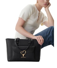 LOVE MOSCHINO HEART TURNLOCK Shopping Bag Nero - Borse Donna - 2