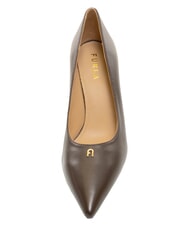 FURLA ATELIER  D&eacute;collet&eacute; in pelle, tacco 9 cm cioccolato - Scarpe Donna - 4