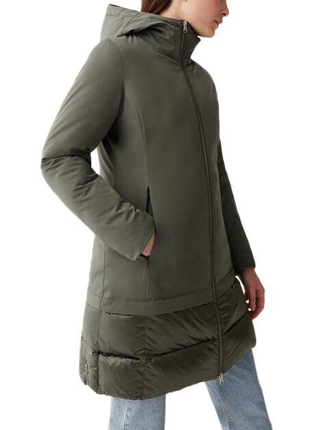 PURENESS Piumino bi-material con cappuccio underwood - Piumini Donna