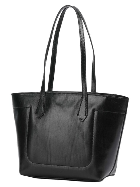 GUELFA Borsa shopper a spalla, in pelle Nero Oro - Borse Donna