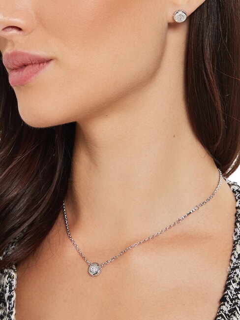 STYLISH GUESS Collana, forma moneta con logo SILVER - Collane