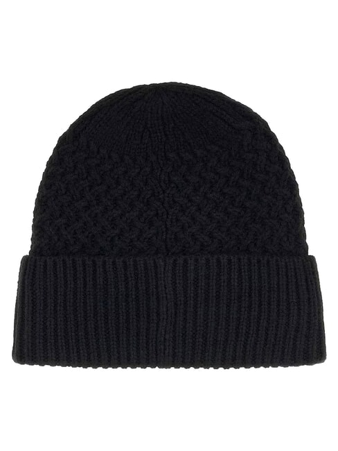 KNITTED Cappello con risvolto e logo a lato NERO - Cappelli