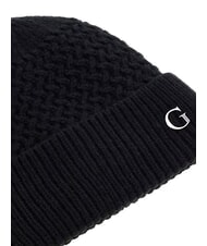 GUESS KNITTED Cappello con risvolto e logo a lato NERO - Cappelli - 3