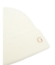 GUESS KNITTED Cappello con risvolto e logo a lato OFFWHITE - Cappelli - 3