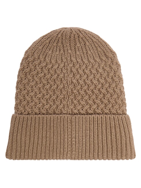 KNITTED Cappello con risvolto e logo a lato BEIGE - Cappelli