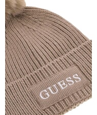 GUESS AMORETTE KNITTED Cappello con pon pon taupe - Cappelli - 3