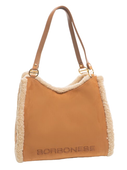SUEDE LOGO Borsa shopping a spalla cuoio - Borse Donna