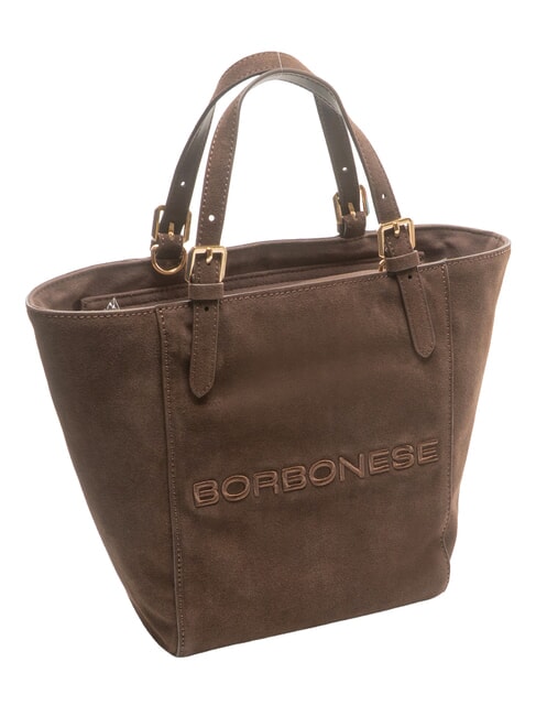 SUEDE LOGO Borsa shopping a mano testa moro - Borse Donna
