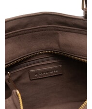 BORBONESE SUEDE LOGO Borsa shopping a mano testa moro - Borse Donna - 5