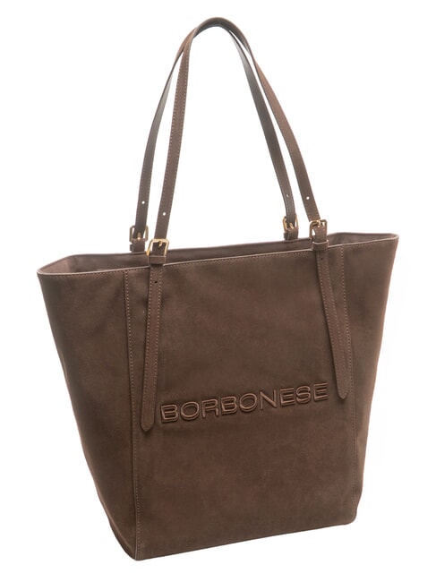 SUEDE LOGO Borsa shopping a spalla testa moro - Borse Donna
