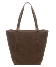 BORBONESE SUEDE LOGO Borsa shopping a spalla testa moro - Borse Donna - 4