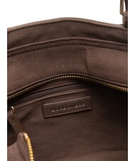 BORBONESE SUEDE LOGO Borsa shopping a spalla testa moro - Borse Donna - 5