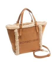BORBONESE SUEDE LOGO Borsa shopping a mano, con tracolla cuoio - Borse Donna - 3
