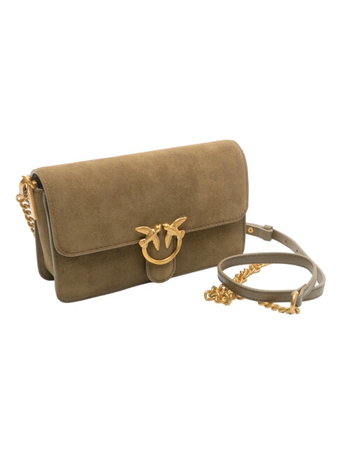 LOVE ONE SLOUCHY Borsa mini a tracolla, in pelle verde oliva  scuro-antique gol - Borse Donna