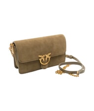 PINKO LOVE ONE SLOUCHY Borsa mini a tracolla, in pelle verde oliva  scuro-antique gol - Borse Donna - 2