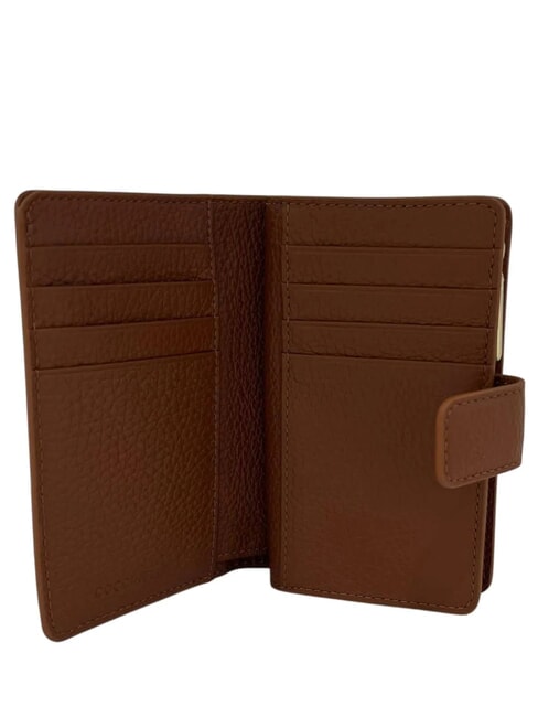METALLIC SOFT Portafoglio in pelle martellata cognac - Portafogli Donna